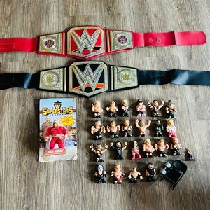 collection of Funko WWE Mystery Minis figures. These are stylized,